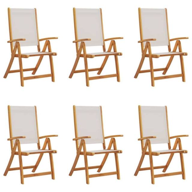 Berkfield Home Folding Garden Chairs 6 pcs Solid Wood Acacia & Textilene in Brown - image 1