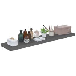 Berkfield Home Durable Floating Wall Shelves 4 pcs High Gloss Grey 120x23.5x3.8 - thumbnail 1