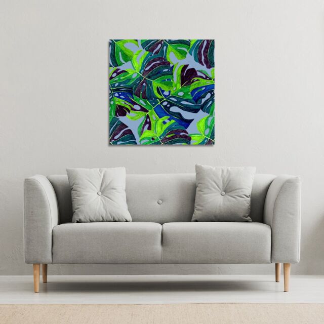 Benjamin Tate Design hand drawn exotic plants (Canvas Print) / 77 x 77 x 4cm in Natural - Size: 77 x 77 x 4 cm - image 1