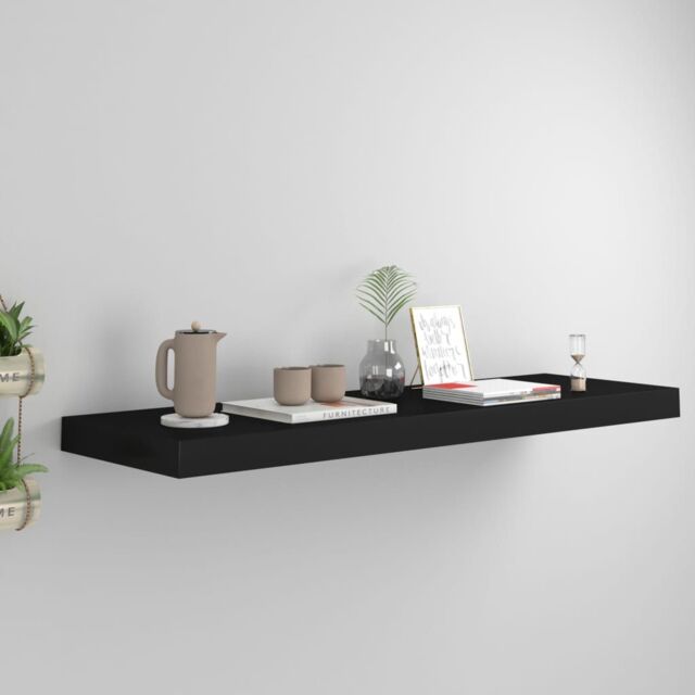 Berkfield Home Floating Wall Shelf Black 80x23.5x3.8 cm MDF - image 1
