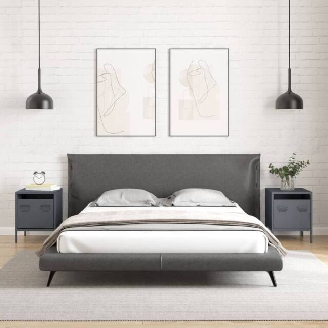 Berkfield Home Timeless Bedside Cabinets¬†2 pcs Anthracite 35x39x43.5 cm Steel in Dark Grey - image 1