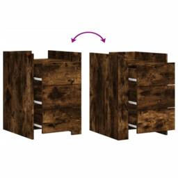 Berkfield Home Decorative Bedside Cabinet Smoked Oak 45x50x65 cm Engineered Wood in Brown - Size: 45 x 50 x 65 cm - thumbnail 7