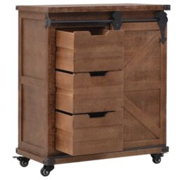 Berkfield Home Storage Cabinet Solid Fir Wood 64x33.5x75 cm Brown - thumbnail 4