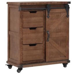 Berkfield Home Storage Cabinet Solid Fir Wood 64x33.5x75 cm Brown - thumbnail 1