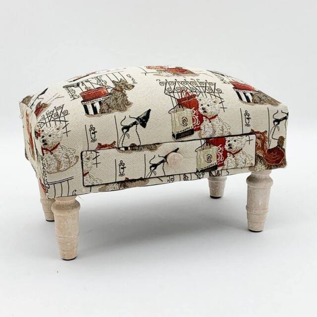 Minster Scottie Dog Fabric Footstool with Drawer - L25 x W45 x H28 cm - Size: 1 Pack - image 1