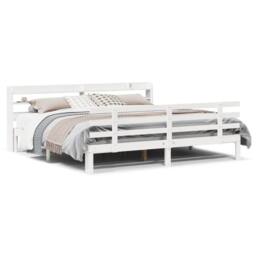 Berkfield Home Bed Frame with Headboard without Mattress White 180x200 cm Super King - thumbnail 1