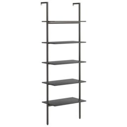 Berkfield Home 5-Tier Leaning Shelf Black 64x35x185 cm - Size: 64 x 35 x 185 cm - thumbnail 2