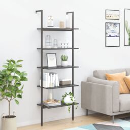 Berkfield Home 5-Tier Leaning Shelf Black 64x35x185 cm - Size: 64 x 35 x 185 cm