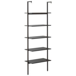Berkfield Home 5-Tier Leaning Shelf Black 64x35x185 cm - Size: 64 x 35 x 185 cm - thumbnail 5