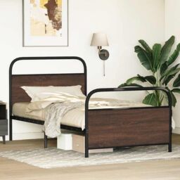 Berkfield Home Bed Frame Without Mattress 100x190 cm Brown Oak Engineered Wood - thumbnail 4