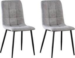 MCC Direct Set of 4 Faux Suede Leather Dining Chairs Henri in Light Grey - thumbnail 2