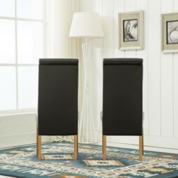 MCC Direct Set of 2 Top Scroll High Back Leather Dining Chairs in Black - thumbnail 4