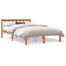 Berkfield Home Beautiful Bed Frame without Mattress Wax Brown 135x190 cm Double - thumbnail 3