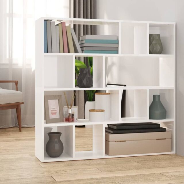 Berkfield Home Book Cabinet/Room Divider High Gloss White 105x24x102 cm - Size: 105 x 24 x 102 cm - image 1