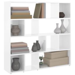Berkfield Home Book Cabinet/Room Divider High Gloss White 105x24x102 cm - Size: 105 x 24 x 102 cm - thumbnail 4