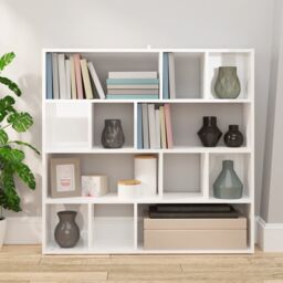 Berkfield Home Book Cabinet/Room Divider High Gloss White 105x24x102 cm - Size: 105 x 24 x 102 cm - thumbnail 3