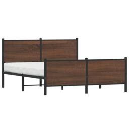 Berkfield Home Metal Bed Frame without Mattress Brown Oak 160x200 cm - thumbnail 3