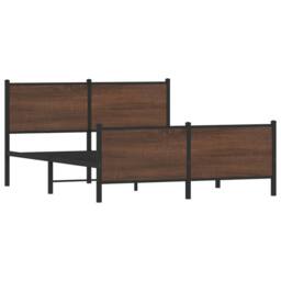 Berkfield Home Metal Bed Frame without Mattress Brown Oak 160x200 cm - thumbnail 4
