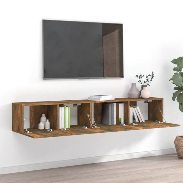 Berkfield Home 2 Piece TV Cabinet Set Smoked Oak Engineered Wood in Brown - image 1