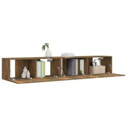 Berkfield Home 2 Piece TV Cabinet Set Smoked Oak Engineered Wood in Brown - thumbnail 3