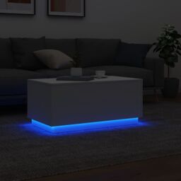 Berkfield Home Coffee Table with LED Lights White 90x50x40 cm - Size: 90 x 50 x 40 cm - thumbnail 5