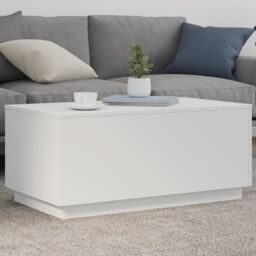 Berkfield Home Coffee Table with LED Lights White 90x50x40 cm - Size: 90 x 50 x 40 cm - thumbnail 1