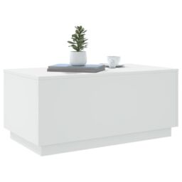 Berkfield Home Coffee Table with LED Lights White 90x50x40 cm - Size: 90 x 50 x 40 cm - thumbnail 6