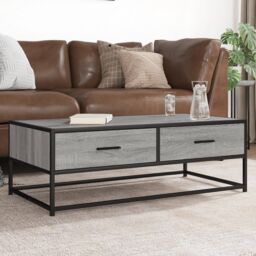 Berkfield Home Coffee Table Grey Sonoma 100x50x35 cm Engineered Wood & Metal - Size: 100 x 50 x 35 cm - thumbnail 1