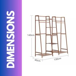 FURNOS Large Bamboo Open Wardrobe Garment Rail With Storage Shelves in Natural - thumbnail 6