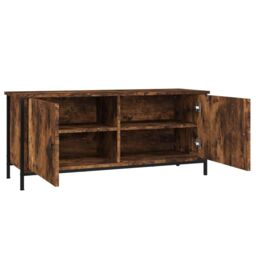 Berkfield Home TV Cabinet with Doors Smoked Oak 102x35x45 cm Engineered Wood in Brown - Size: 102 x 35 x 45 cm - thumbnail 6