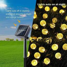 VOGREX 6.5M-30LED Warm White LED Ball Solar Light Retro Ball - thumbnail 3