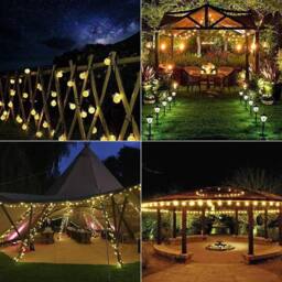 VOGREX 6.5M-30LED Warm White LED Ball Solar Light Retro Ball - thumbnail 4
