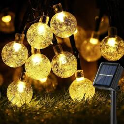 VOGREX 6.5M-30LED Warm White LED Ball Solar Light Retro Ball - thumbnail 1