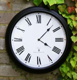 Primrose Outdoor Garden Clock Black Perfect Time Radio Controlled 38cm - thumbnail 2