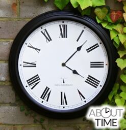 Primrose Outdoor Garden Clock Black Perfect Time Radio Controlled 38cm - thumbnail 4