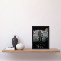Artery8 NASA Our Solar System Moon Surface Apollo 17 Astronaut Artwork Framed Wall Art Print A4 in Black - thumbnail 2