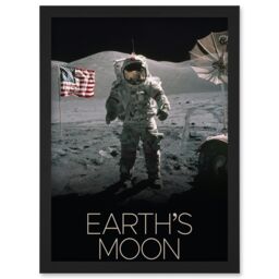 Artery8 NASA Our Solar System Moon Surface Apollo 17 Astronaut Artwork Framed Wall Art Print A4 in Black - thumbnail 1