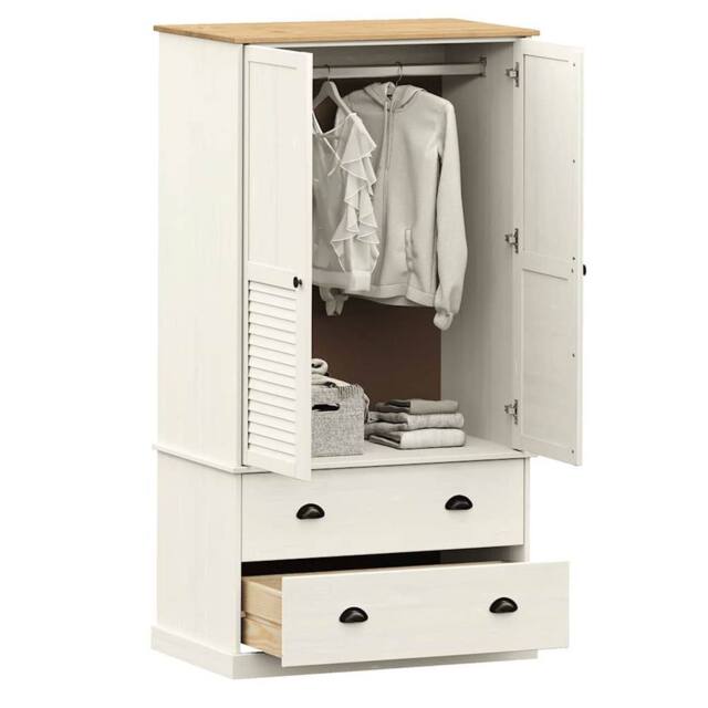 Berkfield Home Wardrobe VIGO White 90x55x176 cm Solid Wood Pine - Size: 90 x 55 x 176 cm - image 1