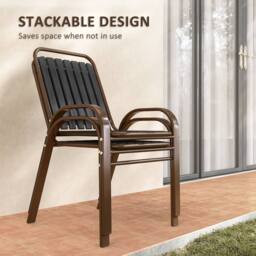 OUTSUNNY Stackable Patio Bistro Set, 3 Pieces Garden Furniture Set, Grey in Dark Grey - thumbnail 5