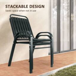 OUTSUNNY Stackable Patio Bistro Set, 3 Pieces Garden Furniture Set, Grey in Dark Grey - thumbnail 6