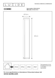 Lucide 'COMBO' Non Dimmable Decorative Tall Outdoor Modern LED Bollard Light in Black - thumbnail 5