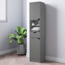 Kelvenix Wooden Tall 2 Door 1 Drawer Shelves Bathroom Cabinet Storage Unit in Grey - thumbnail 3