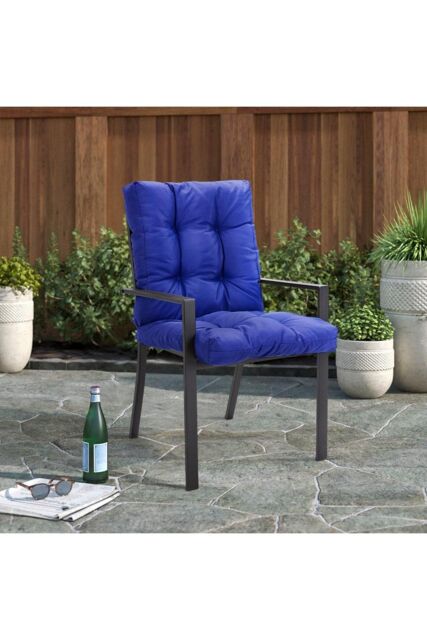 Garden Sanctuary 106cm W x 53cm D Waterproof Sunproof Thickened All-in-One Dining Chair Cushion, Navy Blue - Size: 106 cm W x 53 cm D - image 1