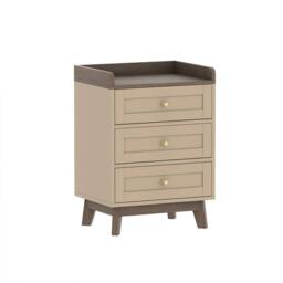 Melody Maison Cream & Wood 3 Drawer Bedside Table - Oswin Range