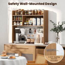 Costway Desktop Bookshelf Desk Hutch Shelf for Computer Monitor in Natural - thumbnail 9