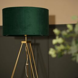ValueLights Aero Hairpin Leg Gold Tripod Floor Lamp Light with Velvet Shade in Bottle Green - Size: 18 inches - thumbnail 3