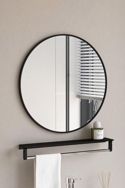 H&O Direct 50cm Nordic Round Framed Wall Hanging Mirror in Black - image 1
