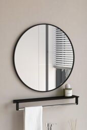 H&O Direct 50cm Nordic Round Framed Wall Hanging Mirror in Black - thumbnail 1