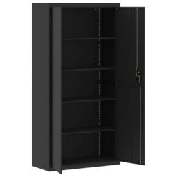 Berkfield Home Durable File Cabinet Black 90x40x180 cm Steel - Size: 90 x 40 x 180 cm - thumbnail 4
