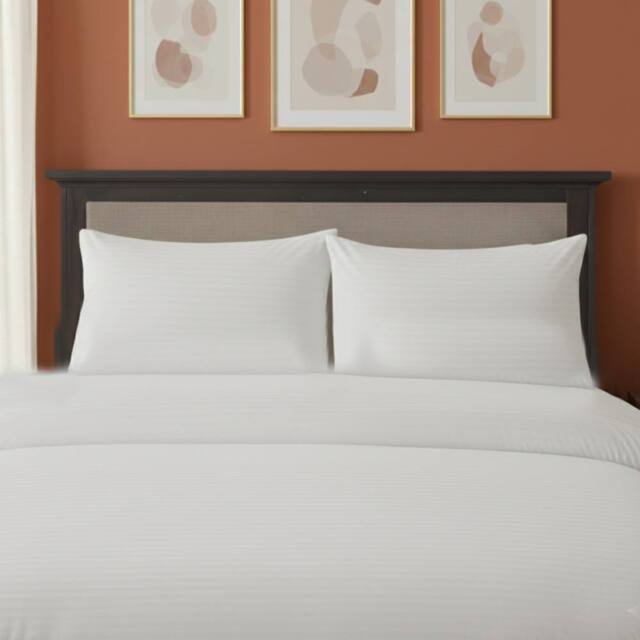 Snug City Microfibre Soft Touch Satin Stripe Housewife Pillowcase Pair in White - image 1